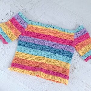 Storia Brand Smocked Off the Shoulder Crop Top Size Small